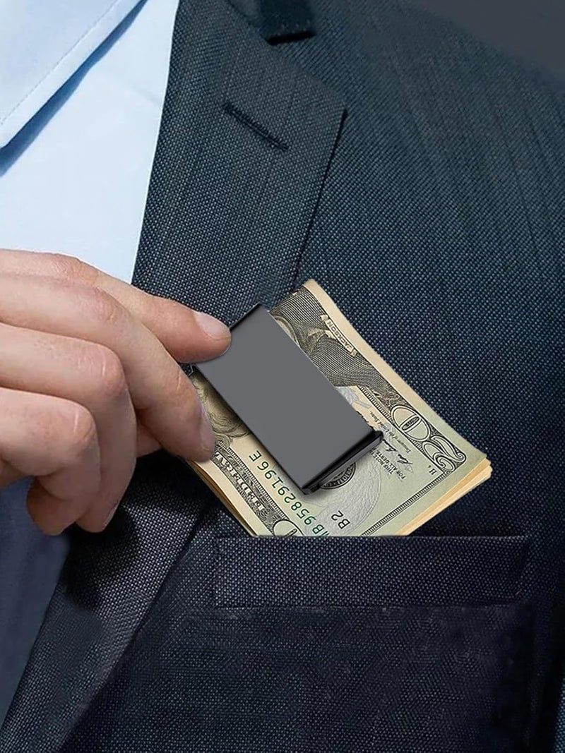 ChainsHouse Stainless Steel Money Clip Slim Wallet Credit Business Card Holder for Men, Wallet Charms Gift for Father Dad Husband - Image 3